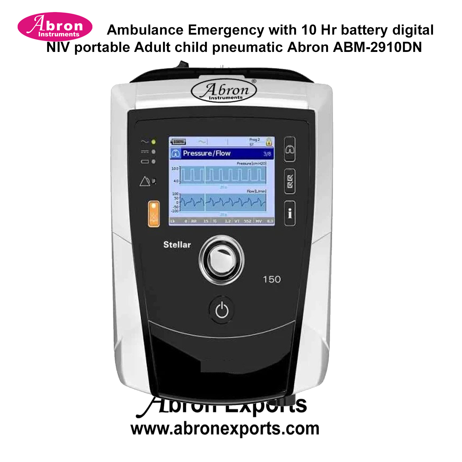 Vantilator Ambulance Emergency with 10 Hr Battery Digital NIV Portable Adult Child Pneumatic Hospital Nursing Home Abron ABM-2910DN 